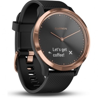 Часы GARMIN VIVOMOVE HR розовое золото с черным ремешком