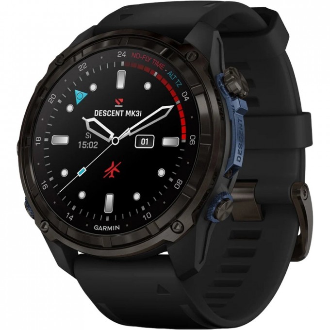 Часы-навигатор GARMIN DESCENT MK3I 51 мм CARBON GREY DLC TITANIUM WITH BLACK SILICONE BAND 010-02752-11